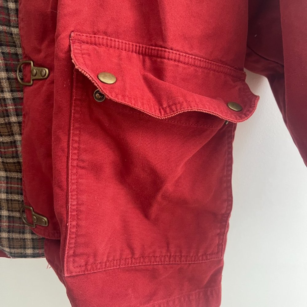 VINTAGE men's small woolrich red hunting jacket with clasps & plaid wool lining - Picture 4 of 6